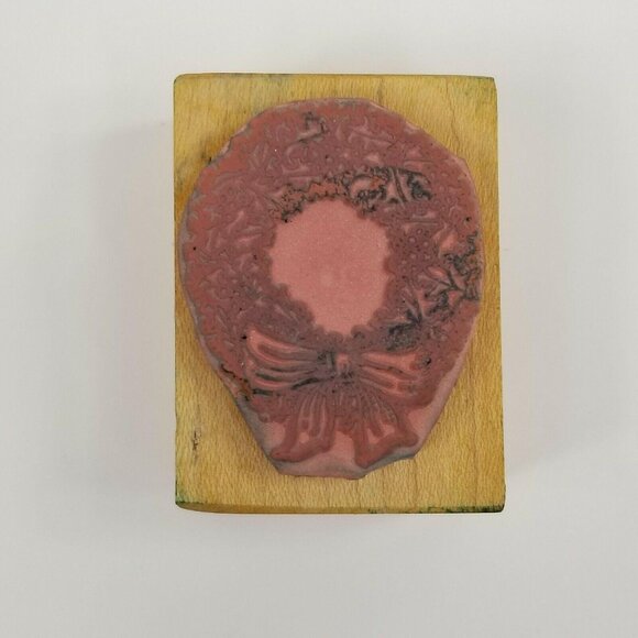 Vintage Christmas Holiday Rubber Stamps Nature Impressions Wreath 1st Class Toys - Picture 4 of 11